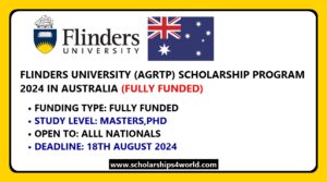 Flinders University AGRTP Scholarship 2024-25 in Australia (Fully…