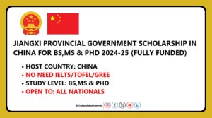 Jiangxi Provincial Government Scholarship 2024 for BS, MS…