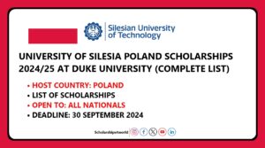 University of Silesia Poland Scholarship 2024/25 (Winter Intake)