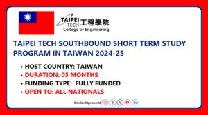 Taipei Tech Southbound Short Term Study Program 2024,…